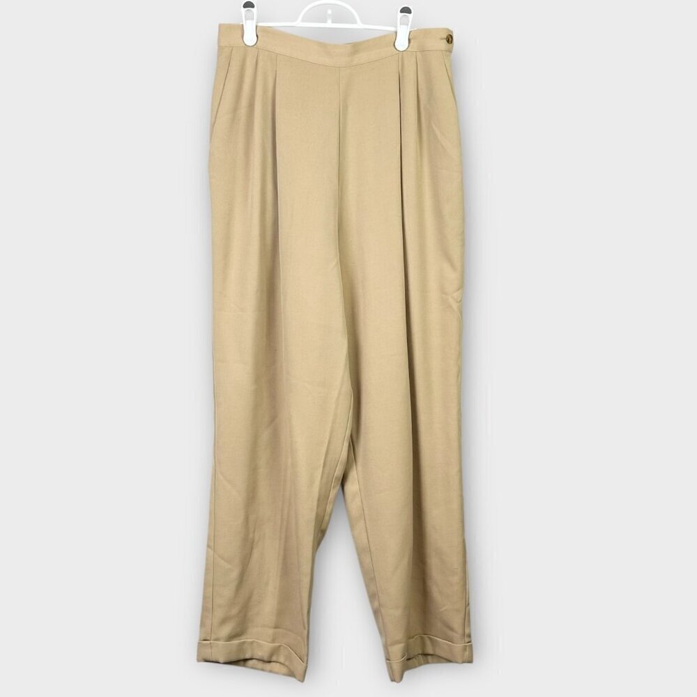 Vintage Marks & Spencer High Rise Pleated Wool Blend Pants Camel
